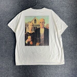Vintage American Gothic Art Parody Tee White XXL Made in USA 80s